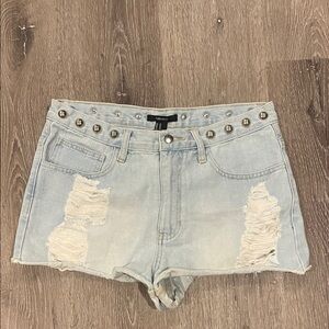 Forever 21 Light Blue Jean Shorts with Stud Accents